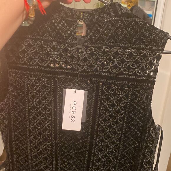 NWT Guess Olivia Black Velvet Eyelet Fit Flare - Gorgeous - Picture 7 of 7